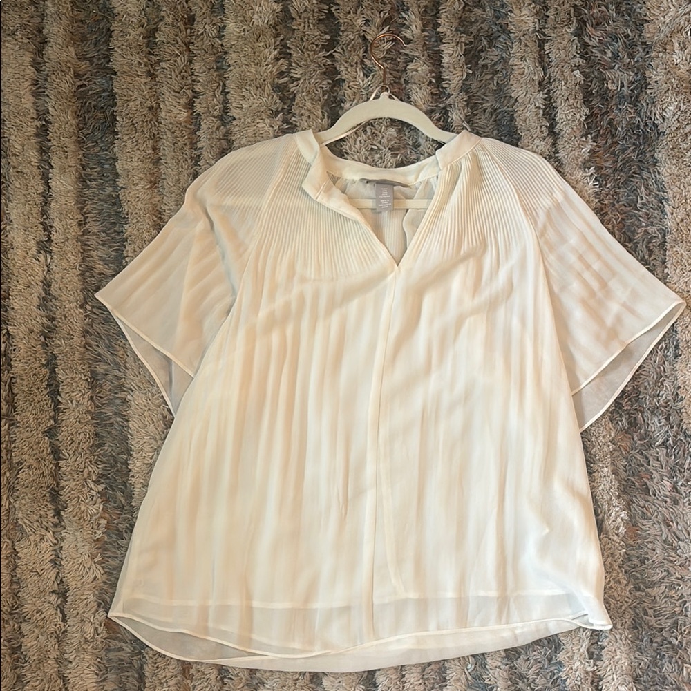 H&M Cream Blouse with Pleated Design